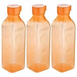 Nayasa Square PP Plastic Fridge Bottles - Orange 750 ml Set of 3