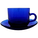 Iveo  Glass Pride Coffee Cup & Saucer Set - Blue 205 ml (Set of 6)
