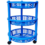 Princeware Plastic Kitchen Rack/Kitchen Stand - Big, Blue, Maria 3 pcs