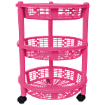 Princeware Plastic Trolley Rack/Stand - Big, Pink, Maria 3 pcs