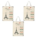 DP Gift/Paper Carry Bag - Small, Cream, Paris Le Timbre Print BB 393 S 3 pcs