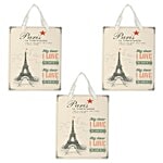 DP Gift/Paper Carry Bag - Medium, Cream, Paris Le Timbre Print BB 393 M 3 pcs