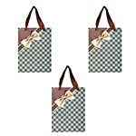 DP Gift/Paper Carry Bag With Bow - Grey & Blue, Check Print BB 402 S 3 pcs