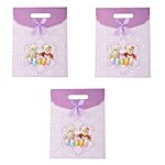 DP Gift/Paper Carry Bag - Medium, Purple, Teddy Bear Print BB 408 M 3 pcs