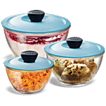 Treo Borosilicate Mixing Bowl Set With Lid 3 pcs (500 ml + 1 L + 15 L)