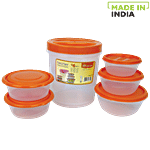 Princeware Storage Plastic Container Set - Transparent, Orange, L5681C1 6 pcs