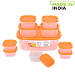 Princeware Store Fresh Microwaveable Plastic Container Set - Transparent, Orange, L5682C9-10 10 pcs