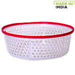 Princeware Two Tone Plastic Bowl/ Fruits & Vegetable Basket - No. 2, White Base With Pink Ring, L2302 3.950 L