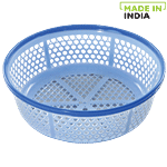 Princeware Two Tone Plastic Bowl/ Fruits & Vegetable Basket - No. 3, White Base With Blue Ring, L2303 6.910 L