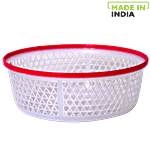 Princeware Two Tone Plastic Bowl/ Fruits & Vegetable Basket - No. 3, White Base With Pink Ring, L2303 6.910 L
