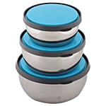 Homio Stainless Steel Food Container/ Tiffin Box - Blue, Circular, Blue, BB 572 1 3 Pcs.