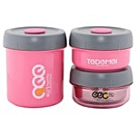 Tedemei Lunch Box-Tiffin Set - Stainless Steel, Pink - PK BB 578 2 3 pcs
