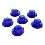 Iveo Coffee/Tea Cup & Saucer Set - Pride Glass - Blue set of 12 