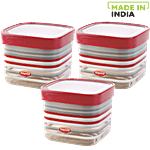 Nayasa Fusion Deluxe Dry Fruit Storage Plastic Container - Red 3 pcs