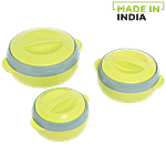 Princeware Prince Solar Casserole - Roti/Chapati Set With Handle, Green 3 pcs