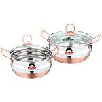 Kitchen Essentials Stainless Steel Copper Bottom Q Base - Cook & Serve Set 4 pcs