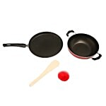 Nirlon Combo - Non-Stick Flat Tawa & Kadai, Red 2 pcs (25 cm + 22.5 cm)