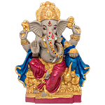 SriRudra Ganesh Idol Eco friendly right trunk 23 cm Painted 1 pc