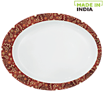 Servewell Pure Melamine Oval Round Serving Platter - Golden Paisley 1 pc