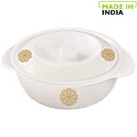 Servewell Pure Melamine Casserole For Roti/Chapati With Lid - Golden Leaves 1.42 L