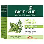 BIOTIQUE Basil & Parsley Revitalizing Bathing Bar 75 g (Pack of 3)