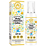 Mom & World SPF 50 PA+++ UVA UVB Baby Sunscreen Lotion - Mineral Based, Cruelty Free, Paraben Free 120 ml 