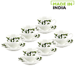 Raja Chai/Tea/Coffee Cups & Saucer - Chain Series, Green 180 ml Pack of 6