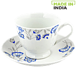Raja Chai/Tea/Coffee Cups & Saucer - Chain Series, Blue 180 ml Pack of 6