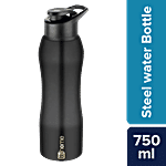 bb home Trendy Stainless Steel Bottle With Sipper Cap - Black Finish, PXP 1002 Cq 750 ml
