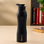 bb home Trendy Stainless-Steel Bottle With Sipper Cap Black Colour 1 L