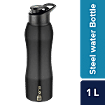 bb home Trendy Stainless-Steel Bottle With Sipper Cap Black Colour PXP 1002 Dq 1 L