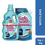 Safewash Premium Liquid Detergent - For Woolens & Delicates 1 kg (Get 1 kg Refill Pack Free)