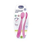 Chicco Soft Silicon Spoon - Pink, 6m+ 2 pcs