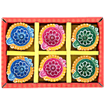 Diyaz Terracotta Pooja Decorative Diya - Multicolour, ED122 E 6 pcs