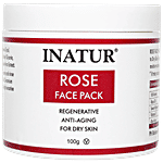 Inatur Rose Face Pack - Almond Oil & Aloe Vera, All Skin Types, Provides Essential Nourishment & Hydrating, No Animal Fats & PH Balanced 112 g 