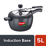 Prestige Apple Duo Plus Hard Anodised Aluminium & Stainless Steel Inner Lid Pressure Cooker - Induction Base, Black, 20427 5 L 