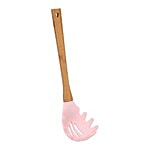 Casasunco Slotted/Frying/Cooking Spoon - Nylon & Wooden, Pink, Bb-1152_1 1 pc