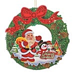 DP Christmas Hangable Wreath-Santa-Snowmen-Decorative - Round, Paper, Multicolour, BB1125-4 1 pc