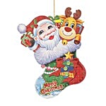DP Christmas-Xmas-Hangable Decorative Sock Santa - Paper, Multicolour BB1126-1 1 pc