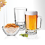 Treo Acropolis Beer Mugs With Glass Bowl Gift Set 6 pcs