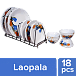 LaOpala Dinner Set - Opalware, Golden Fiesta, Melody, White 18 pcs 