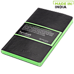 Paperkraft Unruled Notebook - Signature Colour Series, Black PU Cover With Green Pages 1 pc