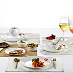 Cello Cello Dinner Set - Opalware, Scarlet Bliss, Dazzle, White 18 pcs