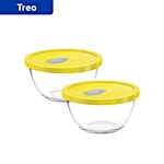 Treo Glass Mixing Bowl With Flexi Yellow Lid - Bakeware Set 500 ml Set of 2