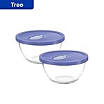 Treo Glass Mixing Bowl With Flexi Blue Lid - Bakeware Set 500 ml Set of 2