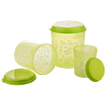 Asian Stylo Storage Container - Green, Plastic, Printed, Round 3 pcs 
