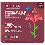 Teabox Hibiscus Cinnamon Clove Green Tea Bags  - Supports Heart Health, Whole Leaf, Antioxidants Rich 104 g (50+2 Free Pyramid Bags x 2 g each)