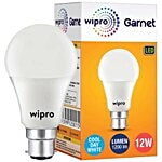 Wipro Garnet LED Bulb -12 Watt, White, Cool Day, B22 1 pc 