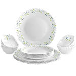 Cello Dinner Set - Opalware, Tropical Lagoon, Dazzle, White 18 pcs