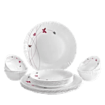 Cello Dinner Set - Opalware, Lush Fiesta, White 18 pcs
